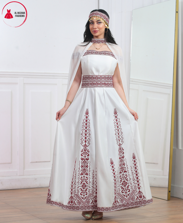 Elegant Heritage Embroidered Gown  Premium Craftsmanship for Special Occasions with Bandaneh #115