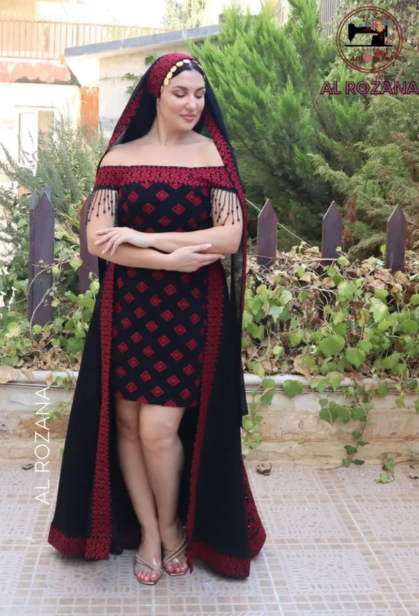 Stain dress with Traditional embroidery Sleek design #1011