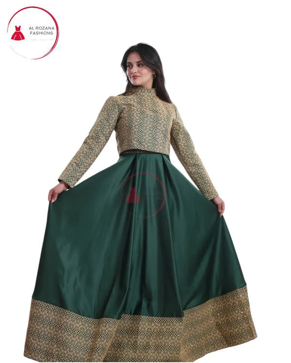 Stain dress with jacket with traditional embroidery very classy #1072