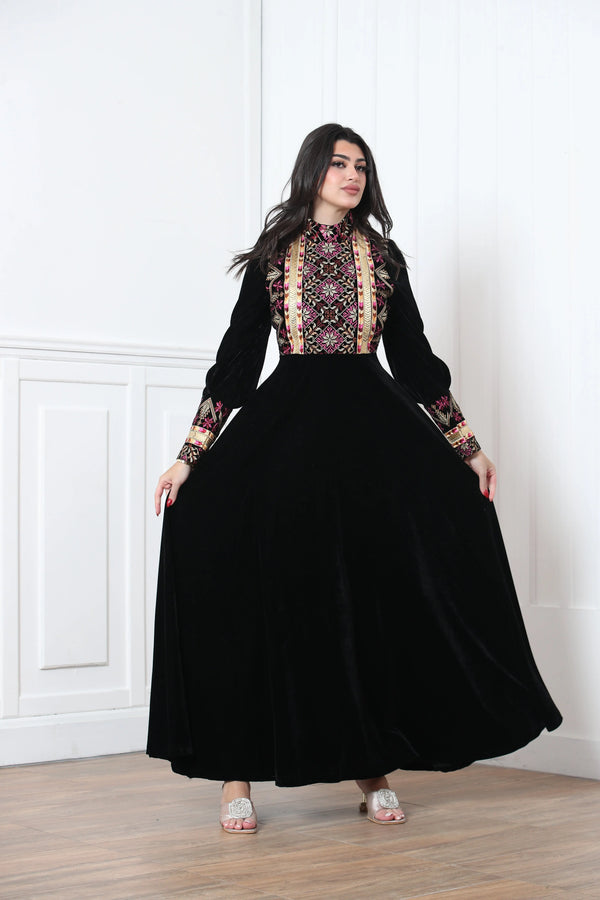 Velvet dress with Traditional embroidery modern design #13